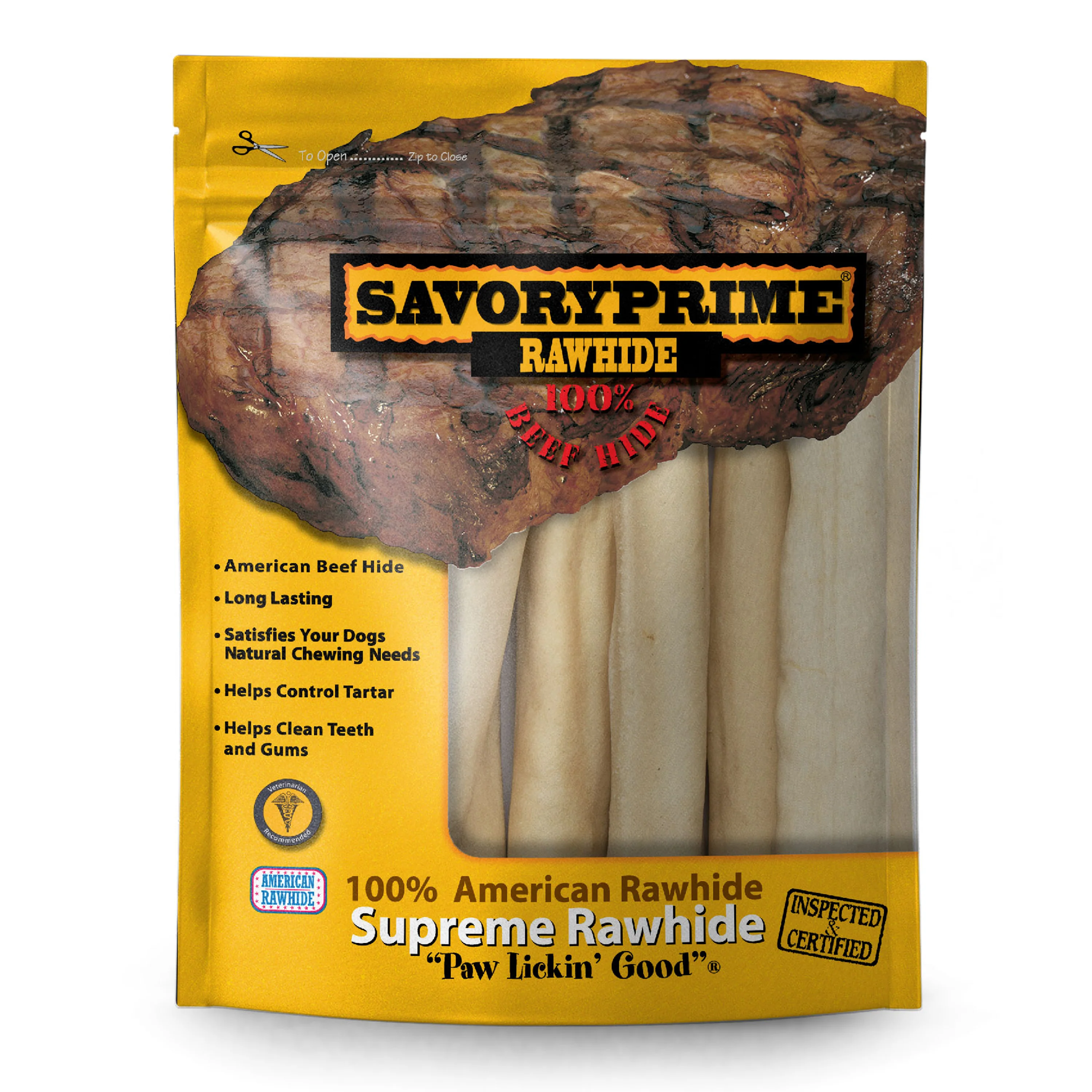 Savory Prime Supreme Rawhide Retriever Roll Natural 10 in, 8 pk