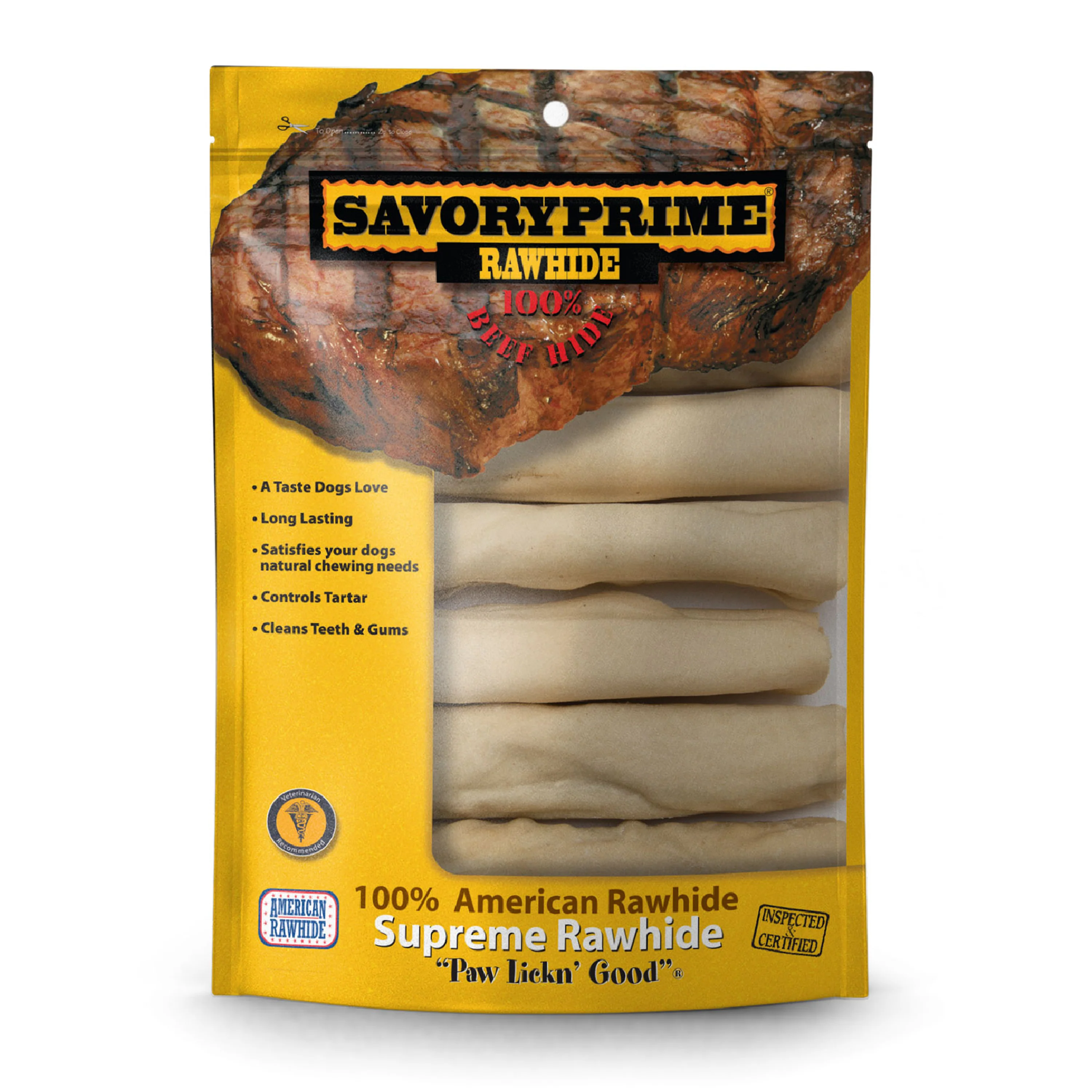 Savory Prime Supreme Rawhide Retriever Roll Natural 6 in, 6 pk