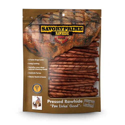 Savory Prime Pressed Rawhide Twist Sticks Beef 5 in 100 pk - Image 2