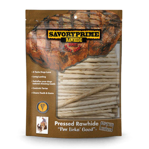 Savory Prime Pressed Rawhide Twist Sticks White 5 in 100 pk - Image 2