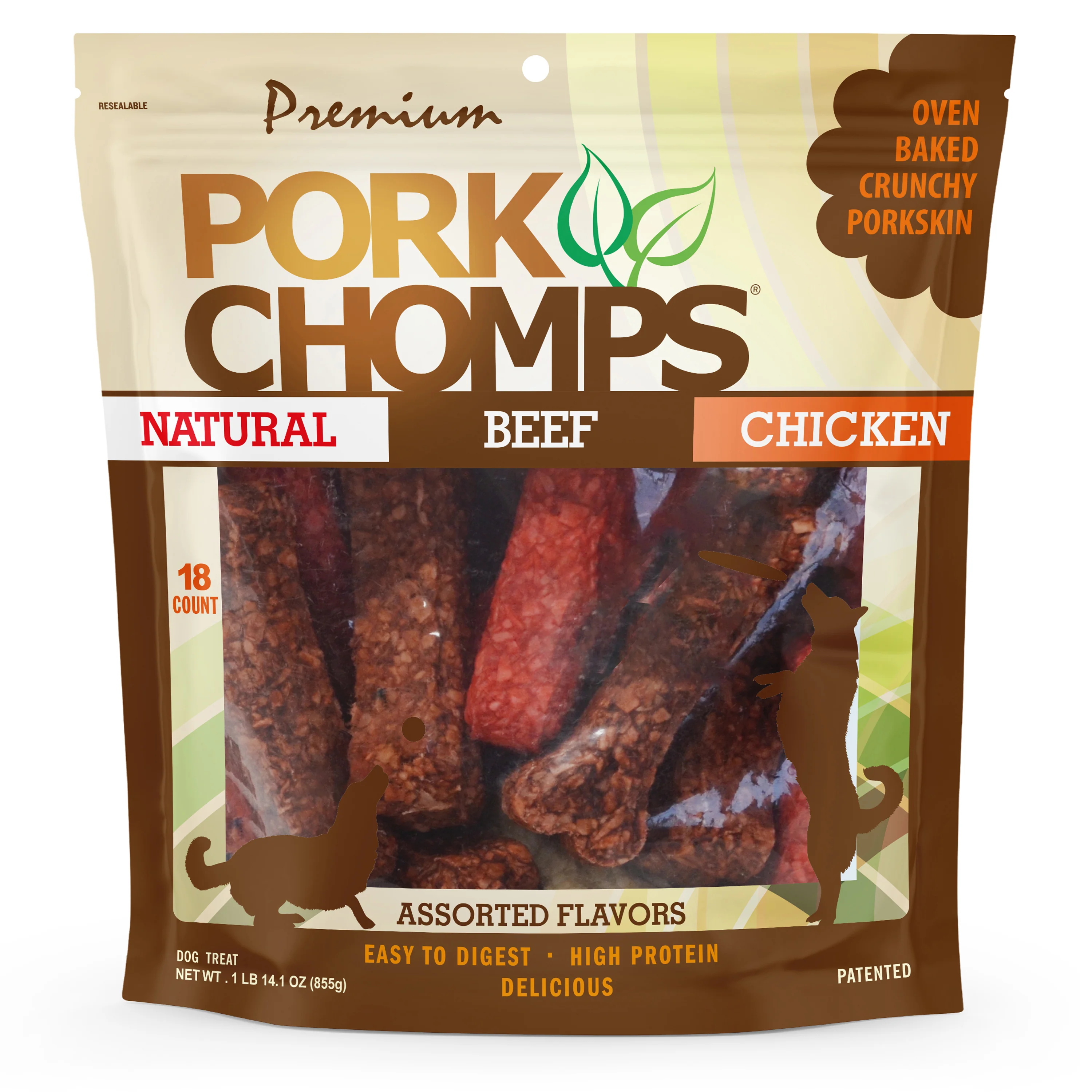 Scott Pet Scott Pet Premium Pork Chomps Crunchy Bones Dog Chew Bacon & Chicken 4 in, 18 ct