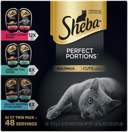 Sheba PERFECT PORTIONS Salmon Tuna Whitefish and Tuna Multipack Cat Wet Food 2.6 oz, 24 pk - Image 2
