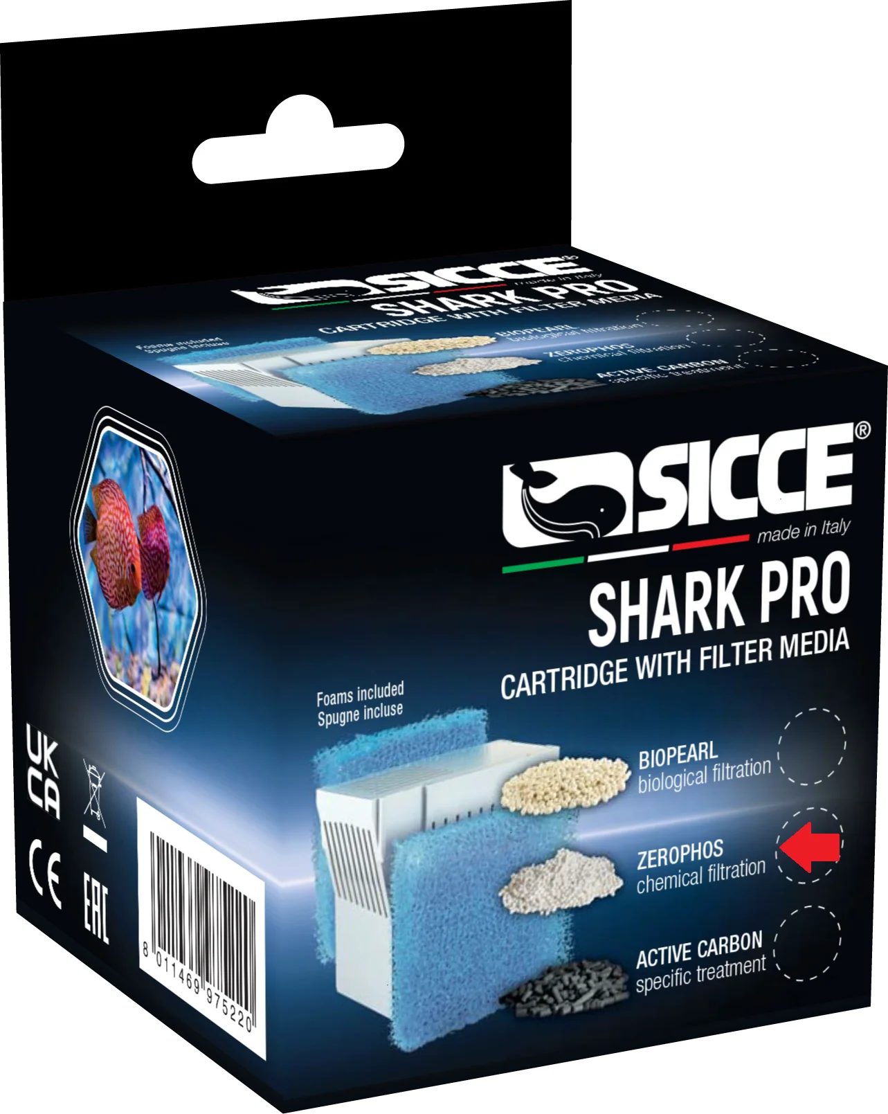 Sicce SHARK PRO Zerophos Cartridge w/Sponge 20Ppi