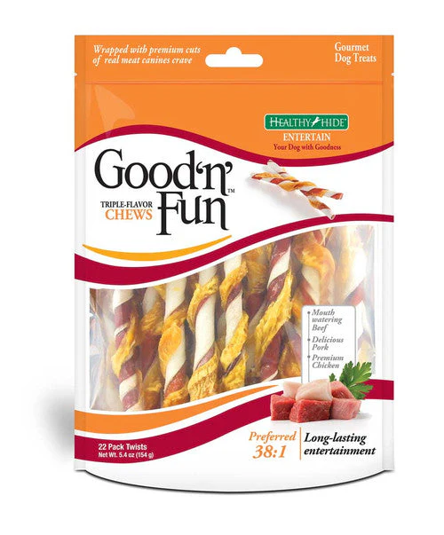 Salix Good 'N' Fun Triple Flavor Twists Dog Treats Beef, Pork & Chicken 5.4 oz 22pk - Image 2