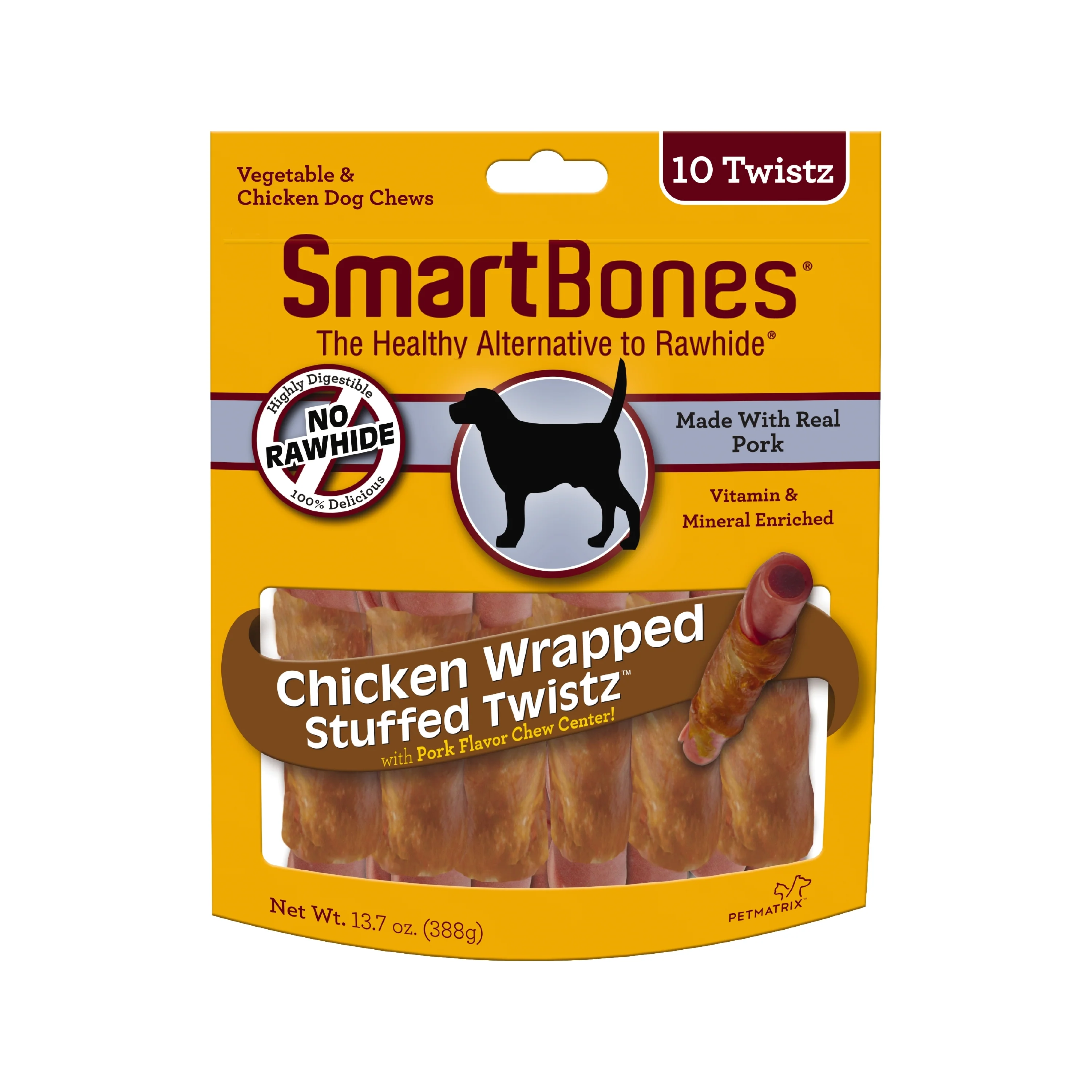 SmartBones Chicken Wrapped Stuffed Twistz Dog Treat Chicken & Pork 10 pk