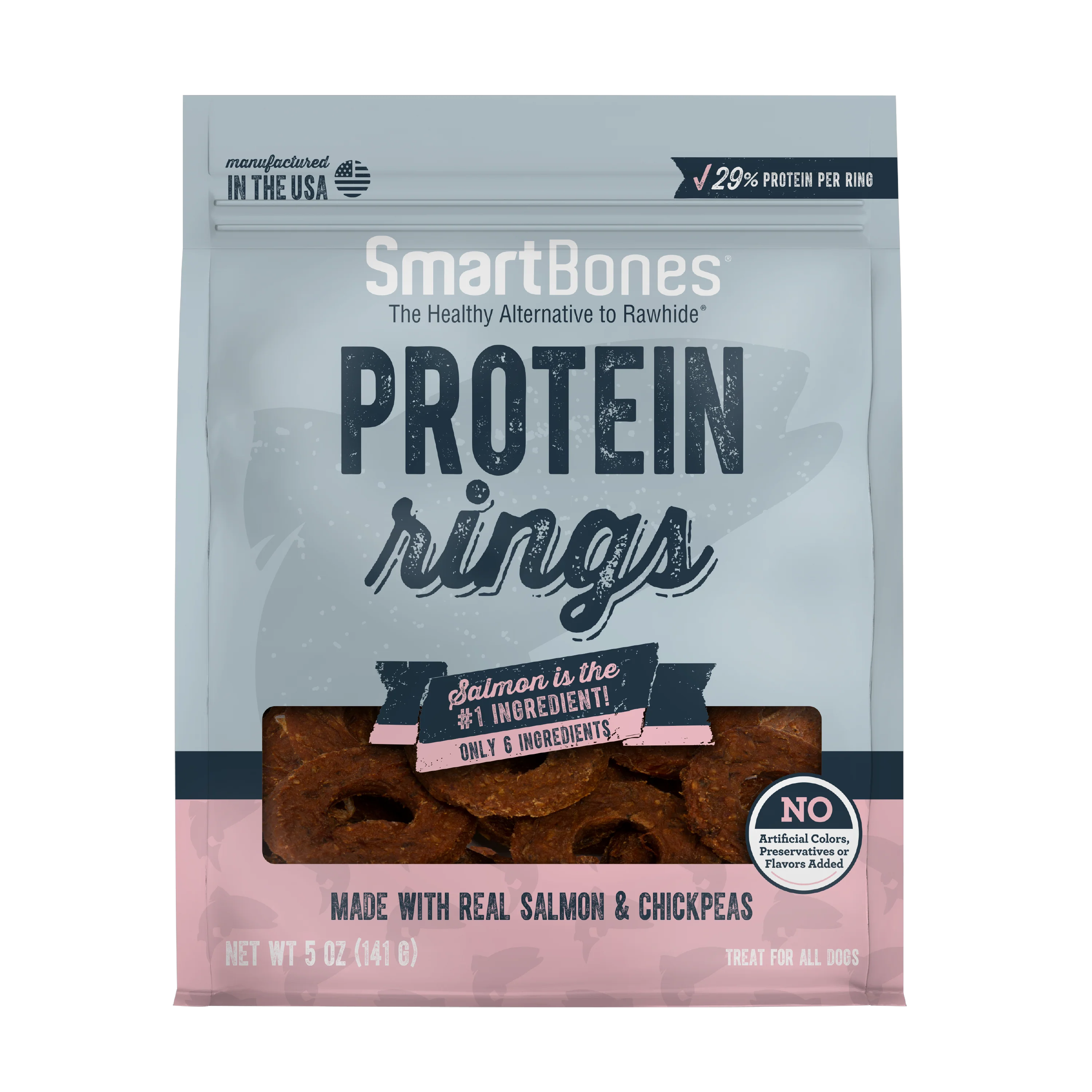 SmartBones Protein Rings Dog Treat Salmon & Chickpea 5 oz