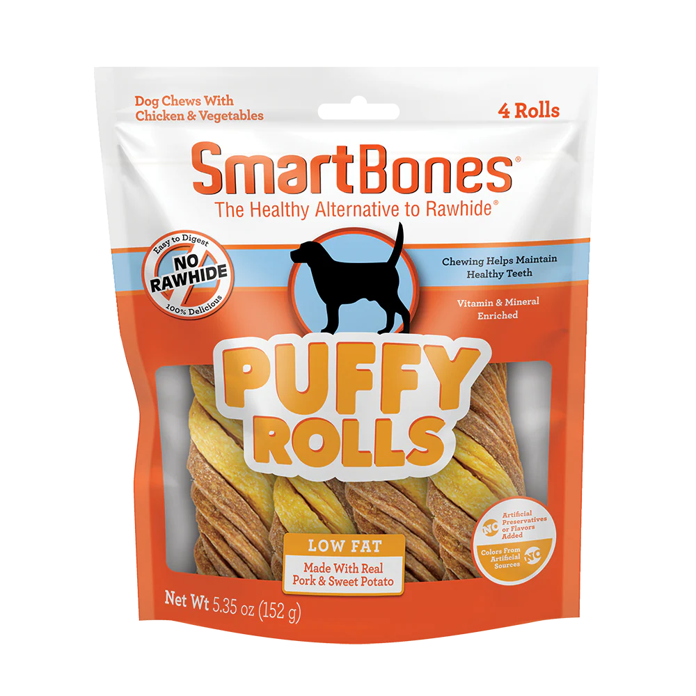SmartBones Puffy Rolls Dog Treats Pork & Sweet Potato 4 ct