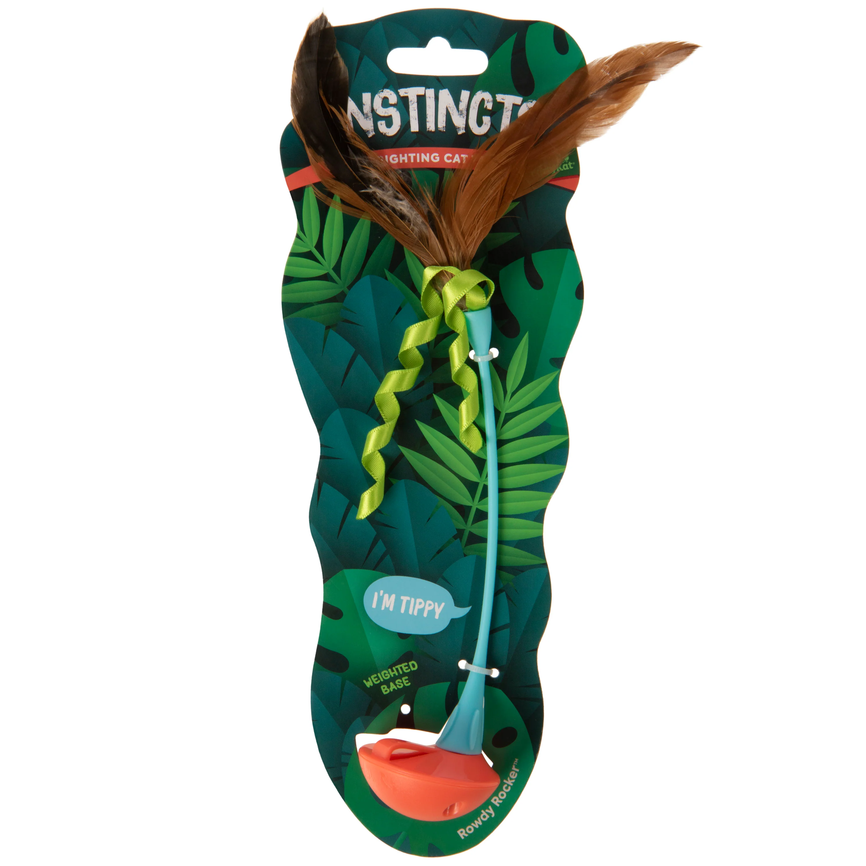 SmartyKat Rowdy Rocker Self-Righting Wand with Feathers & Ribbons Cat Toy Feathers & Ribbons