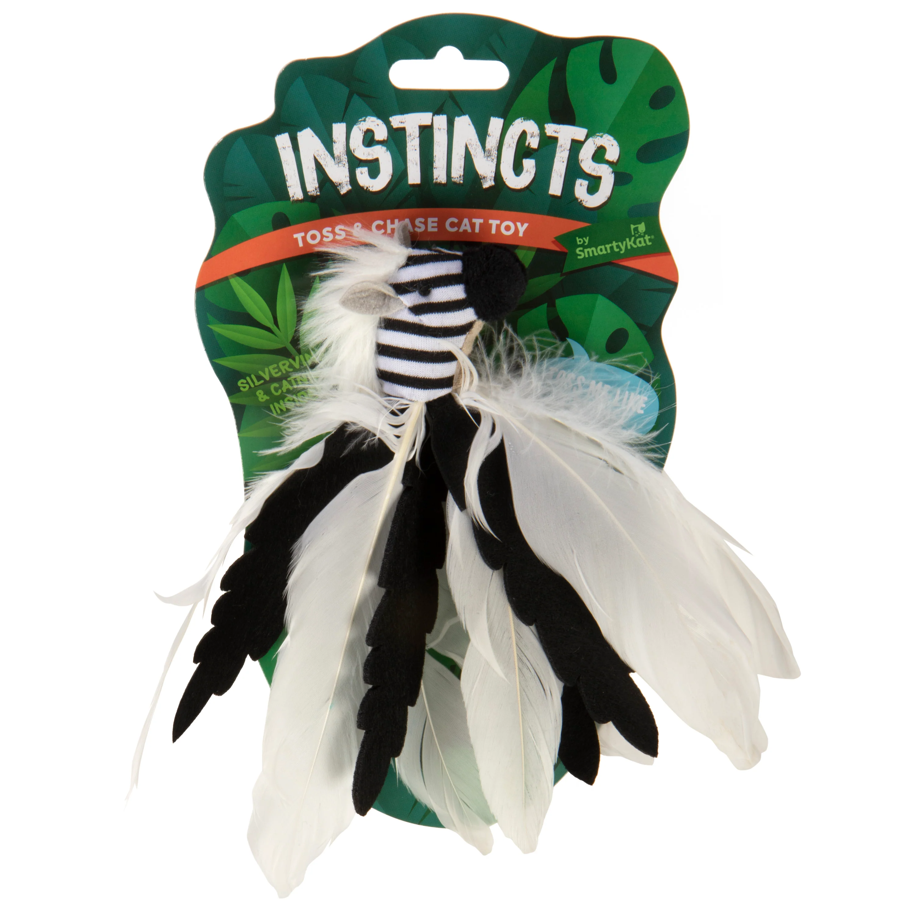 SmartyKat Zingy Zebra Toss & Chase HappyNip Silvervine & Catnip Plush Cat Toy Zebra Black & White