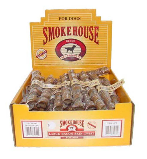 Smokehouse USA Made Bacon Skin Twists Dog Chew LG 25ct - Image 2