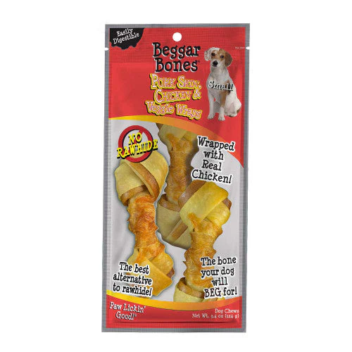 Savory Prime Beggar Bones Pork Skin, Chicken & Veggie Wraps Dog Treats SM 3 pk - Image 2