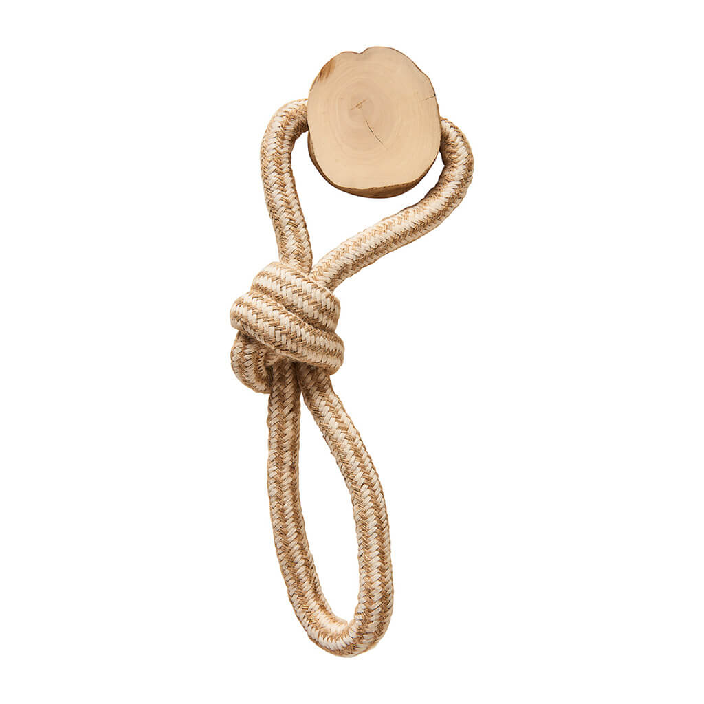 Spot Coffee Wood Dog Chew Toy w/Rope 12 in