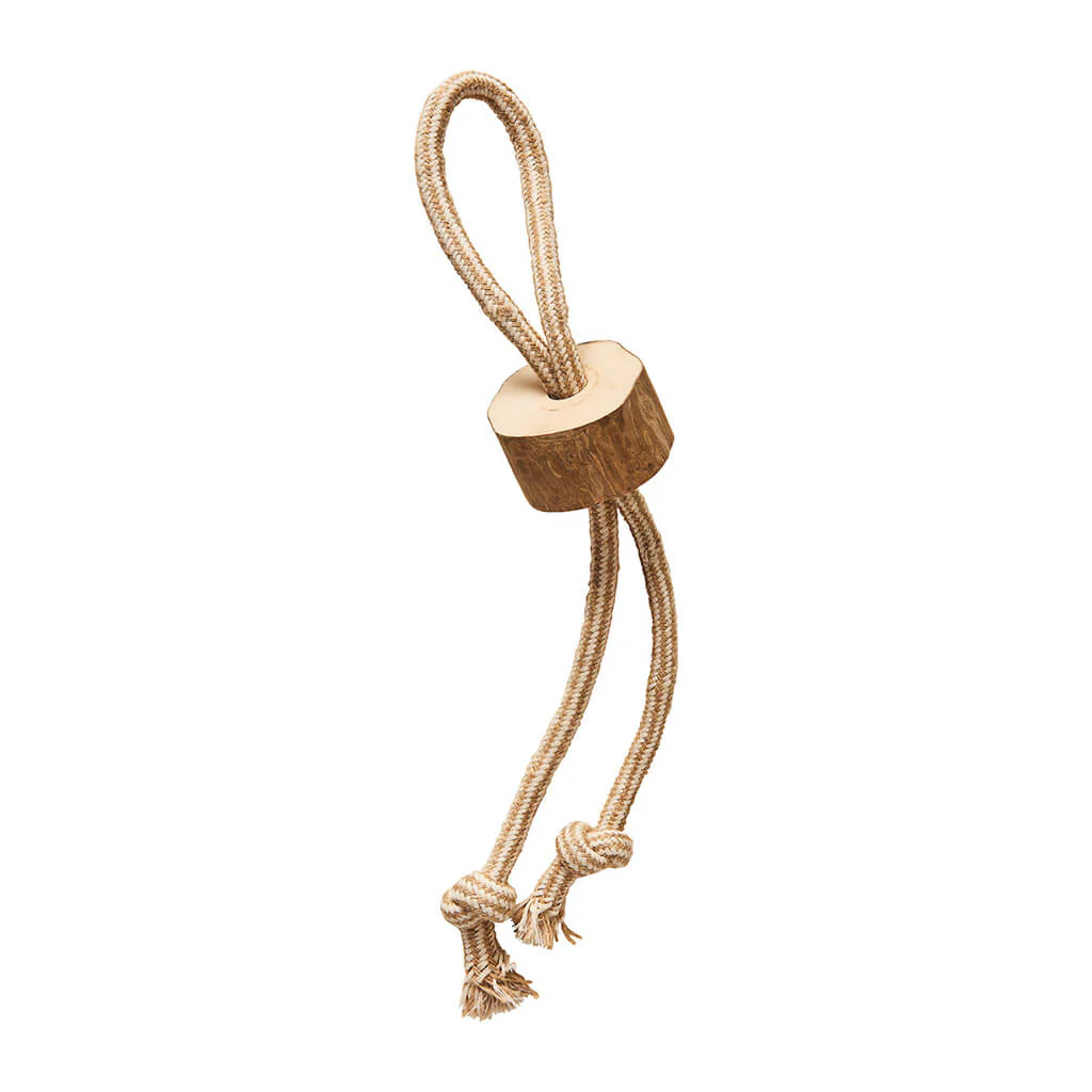 Spot Coffee Wood Dog Chew Toy w/Rope 18 in