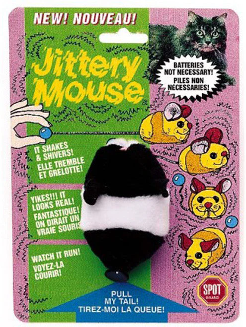 Spot Jittery Mouse Plush Cat Toy Gray, White 3 in - Image 2