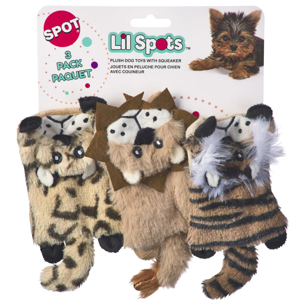Spot Lil Spots Flat Cats Dog Toy Assorted Color 5 in, 3 pk