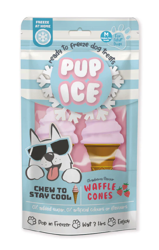 Spot Pup Ice Dog Chew Treat Waffle Cone Strawberry 2 pk