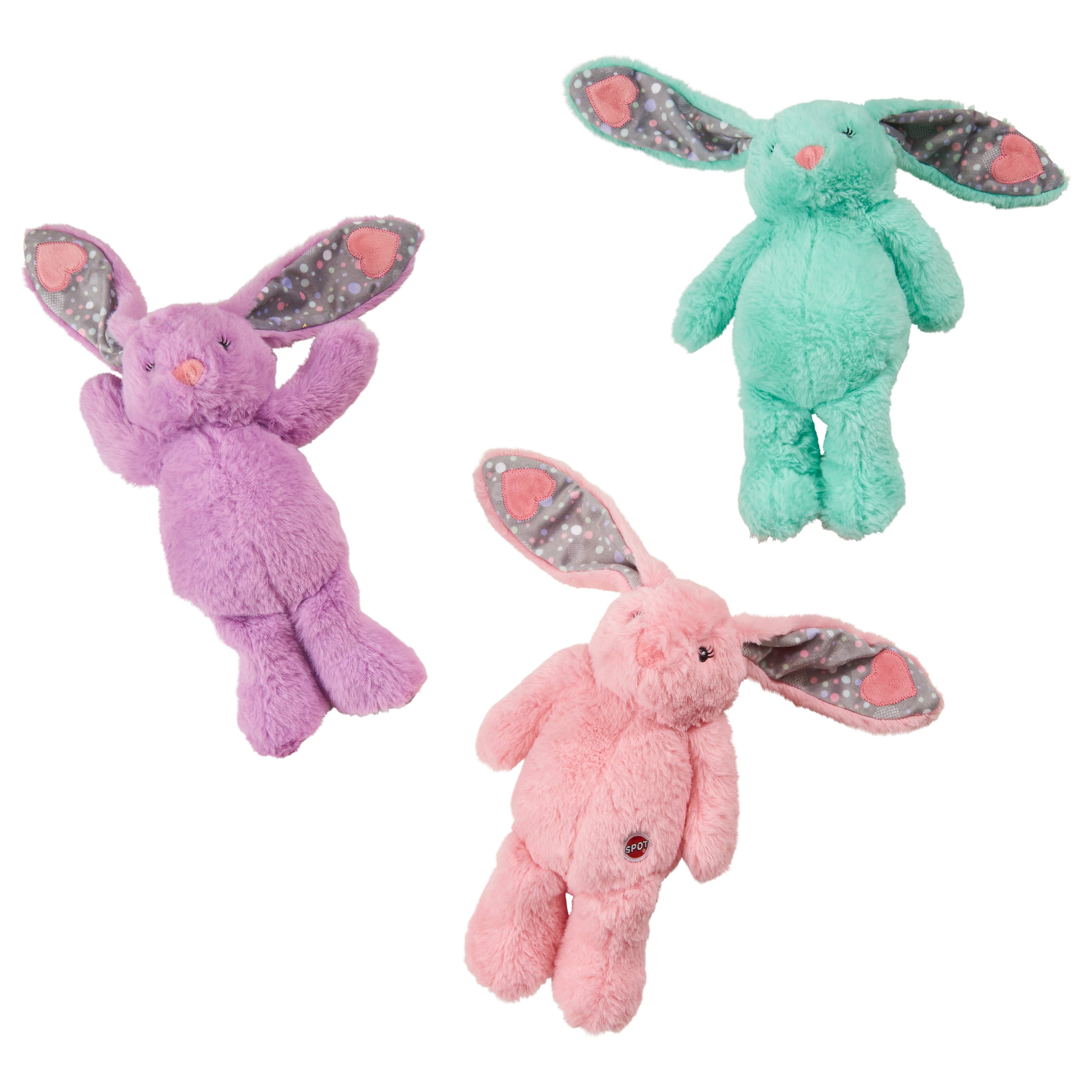 Spot Soothers Heartbeat Bunny Dog Toy Assorted Color 12 in 1ea