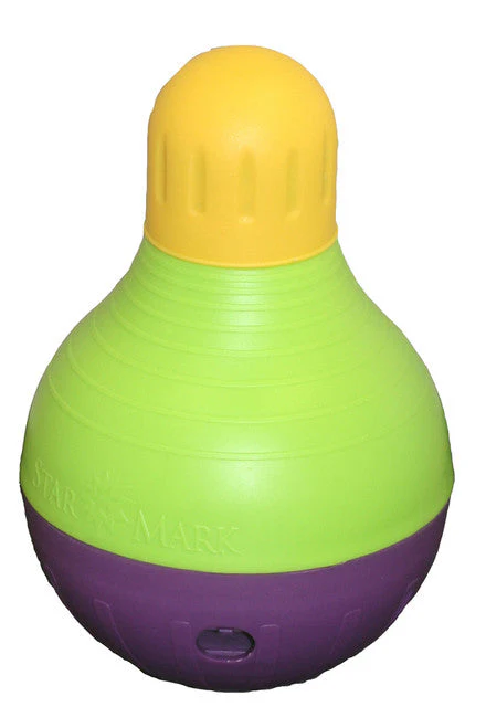 Starmark Bob-A-Lot Treat Dispensing Dog Toy Purple/Green/Yellow LG - Image 2