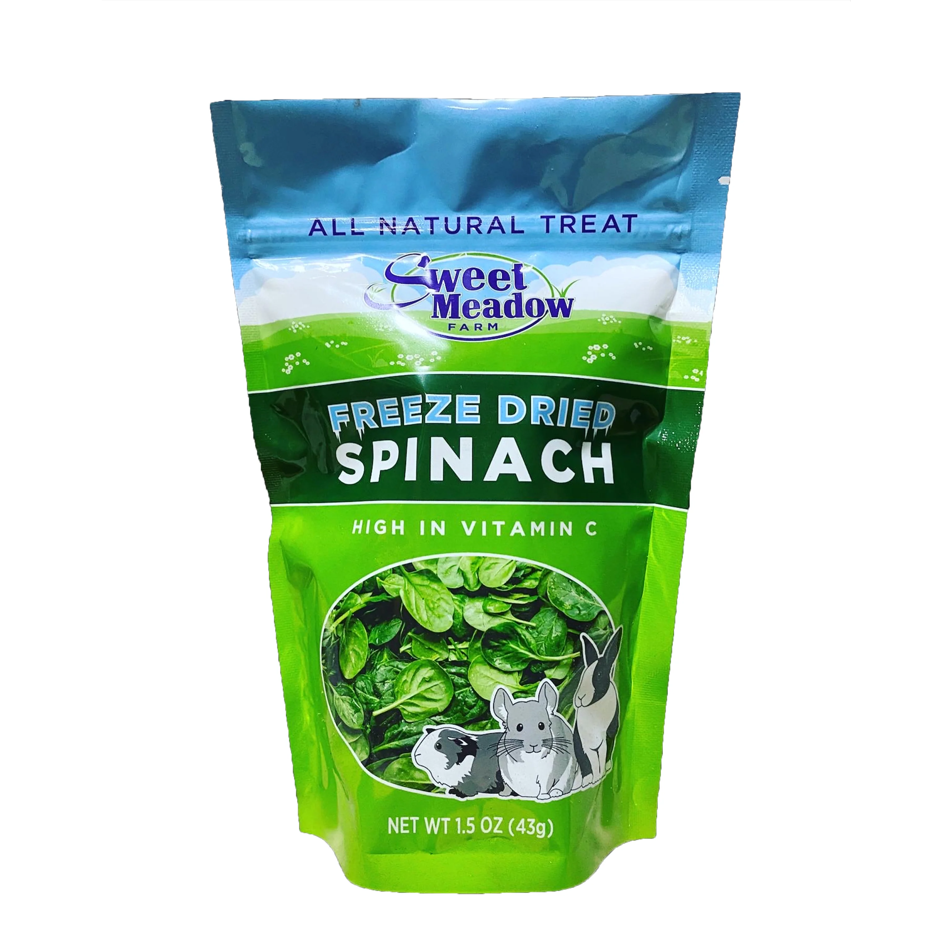 Sweet Meadow Farm Freeze Dried Spinach All Natural Small Animal Treat 1.5 oz