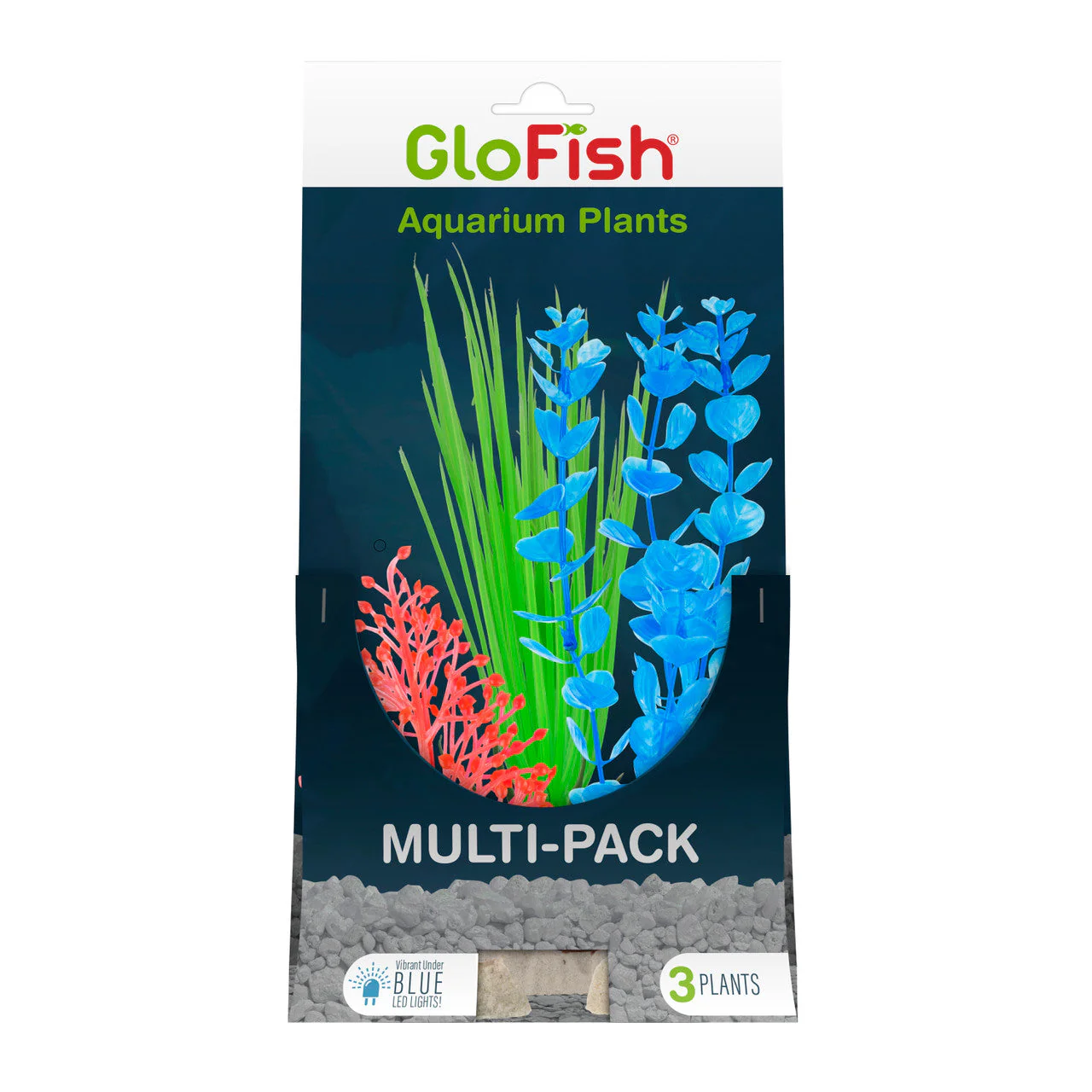 GloFish Aquarium Plant Multi-Pack Orange/Green/Blue 1 SM/1 MD/1 LG