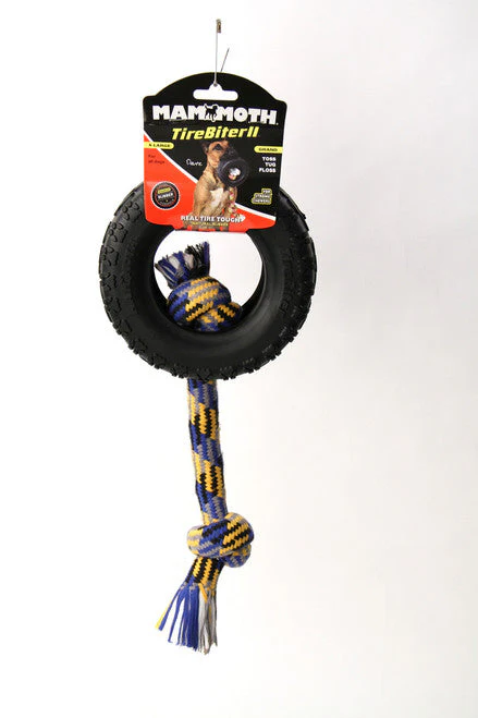 Mammoth Tirebiter II With Rope Dog Toy 7 inch - Image 2
