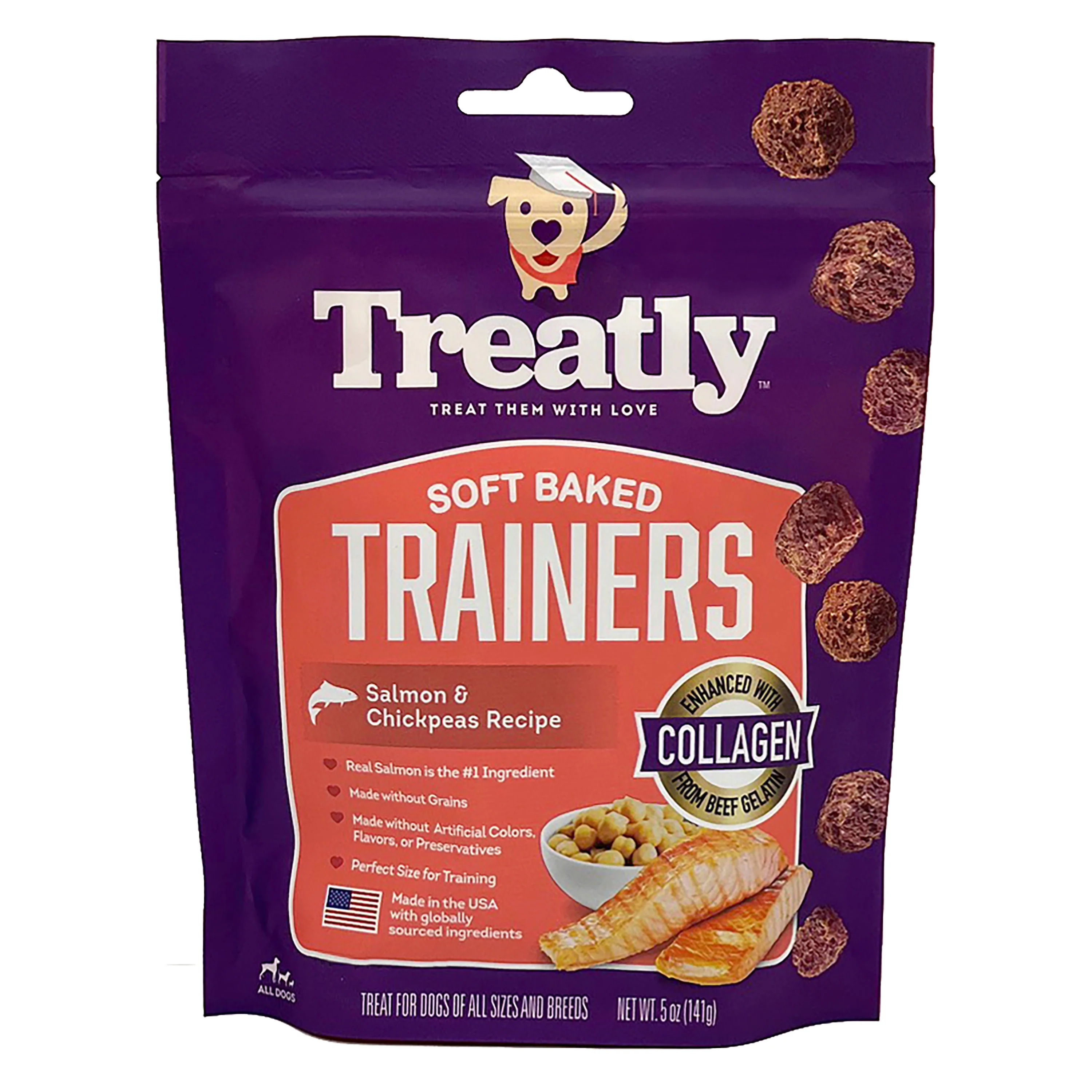 Treatly Soft Baked Trainers Dog Treats Salmon & Chickpeas 5 oz