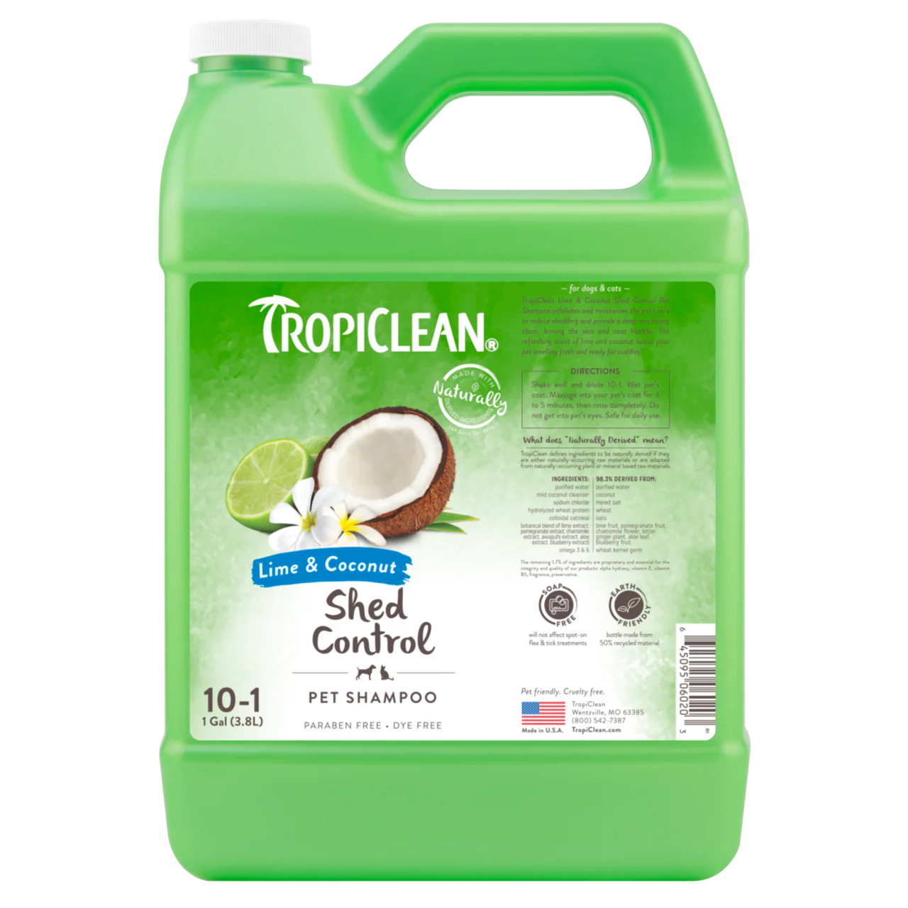 TropiClean Lime & Coconut Shed Control Shampoo for Pets 1 gal
