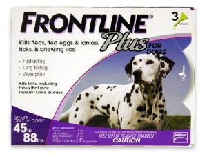 Frontline Plus Flea And Tick Treatment For Dogs 45-88 Pounds 3 Month Supply {L+1} 999516
