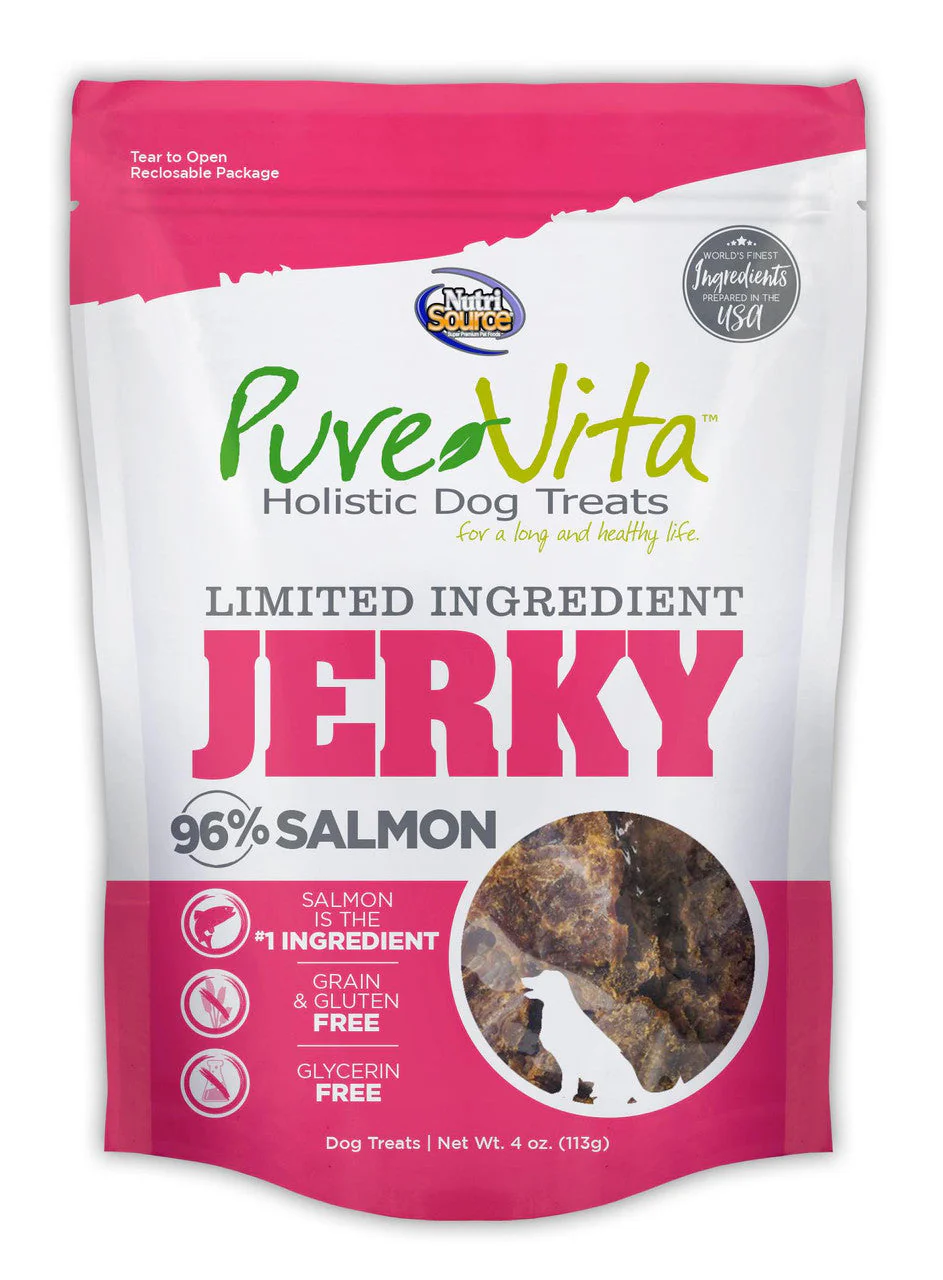 NutriSource Pure Vita Salmon Jerky Treats 4oz {L+1x} 131272