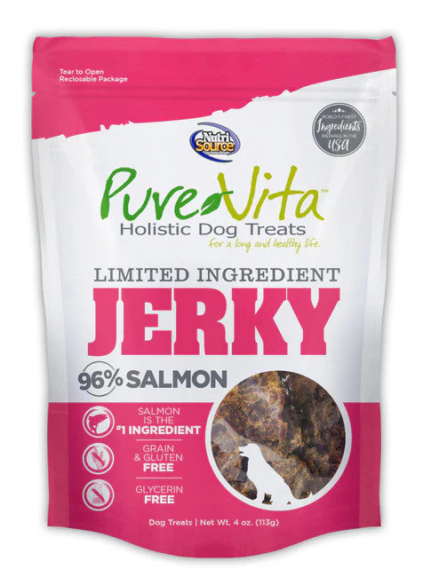 NutriSource Pure Vita Salmon Jerky Treats 4oz {L+1x} 131272 - Image 2