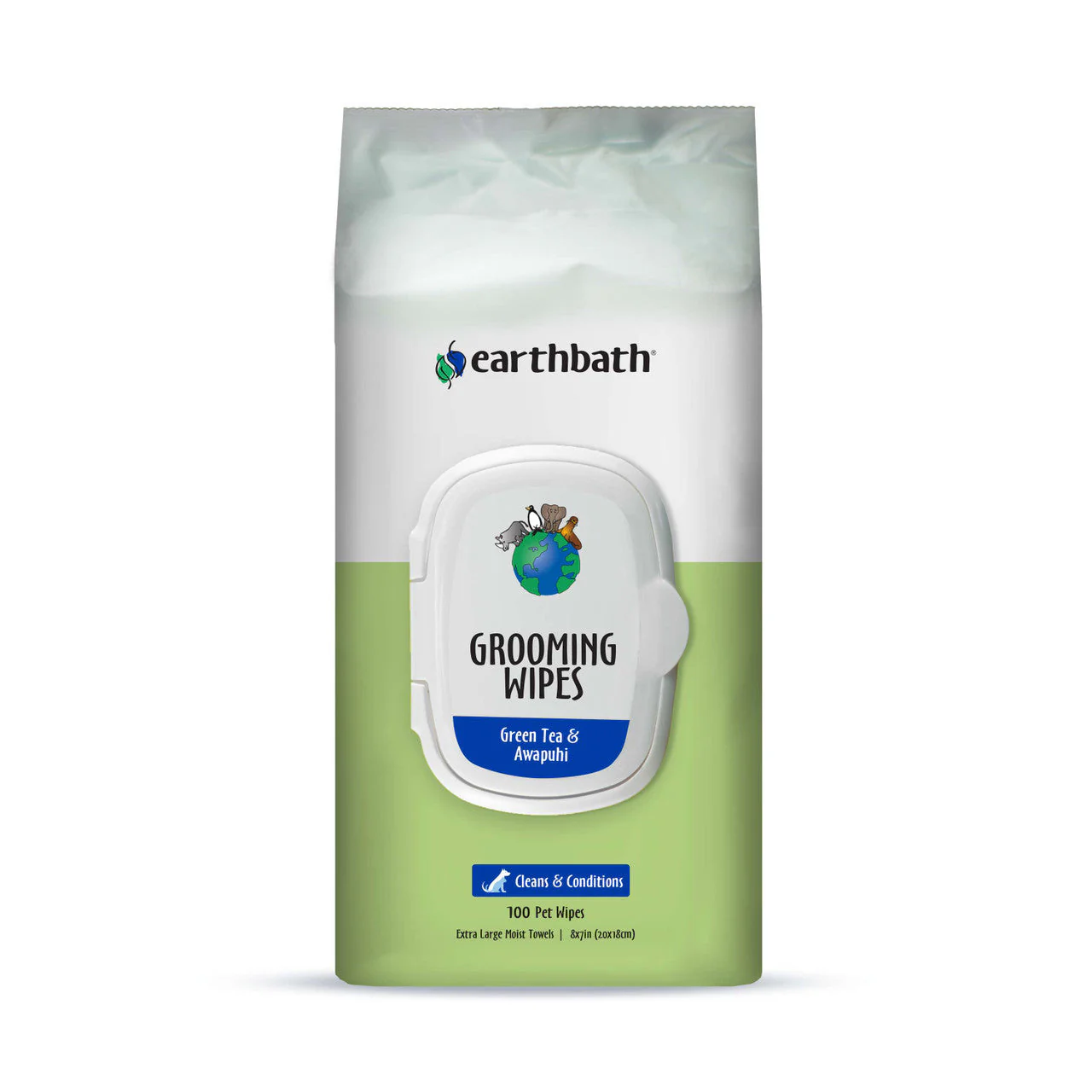 Earthbath Grooming Wipes, Green Tea & Awapuhi 100ct