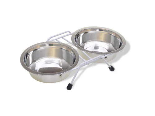 Van Ness Plastics Stainless Steel Double Dish w/Wire Rack Silver 16oz - Image 2