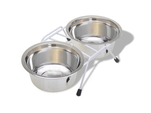 Van Ness Plastics Stainless Steel Double Dish w/Wire Rack Silver 32oz - Image 2