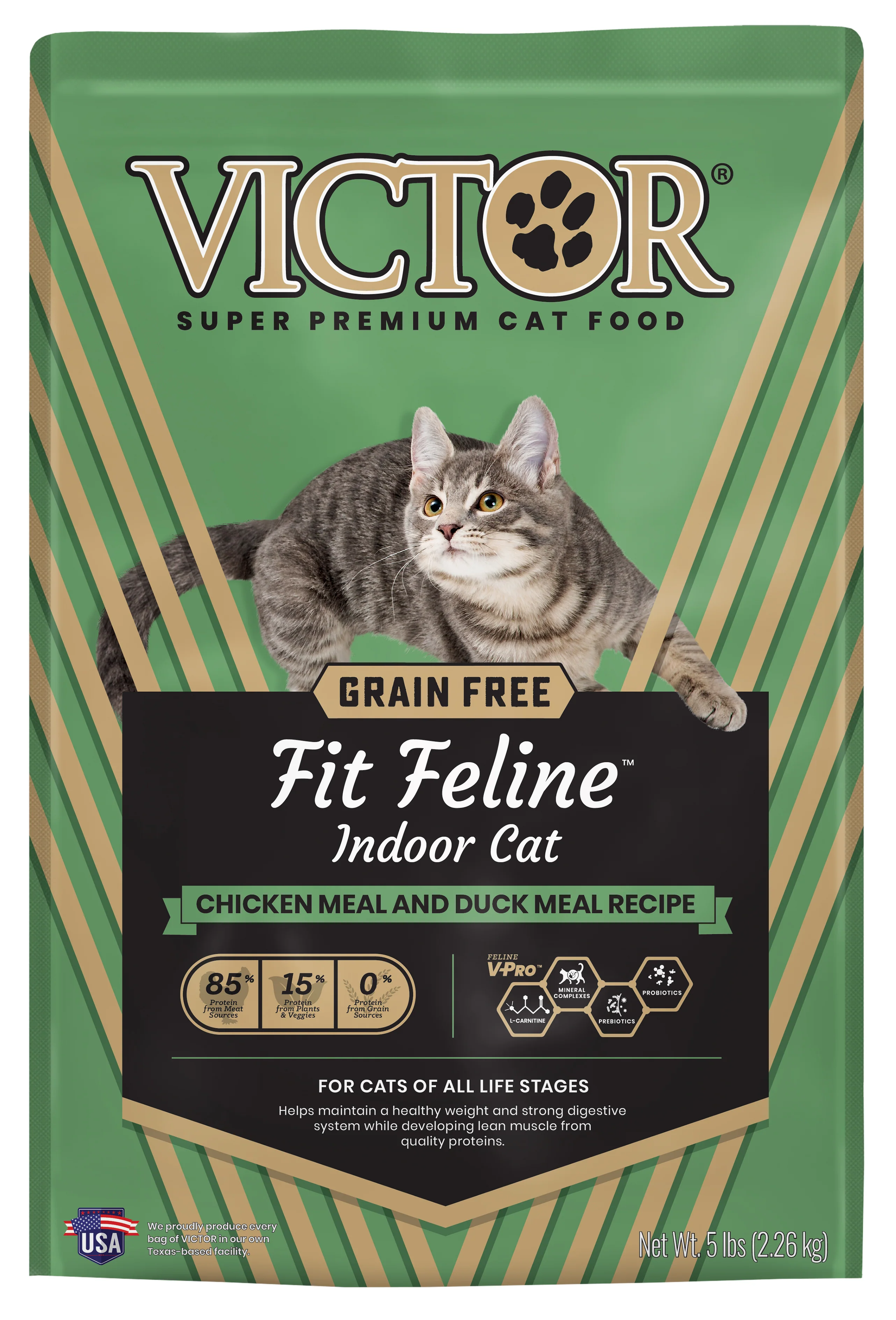 Victor Super Premium Dog Food Fit Feline Indoor Dry Cat Food Chicken & Duck 5 lb
