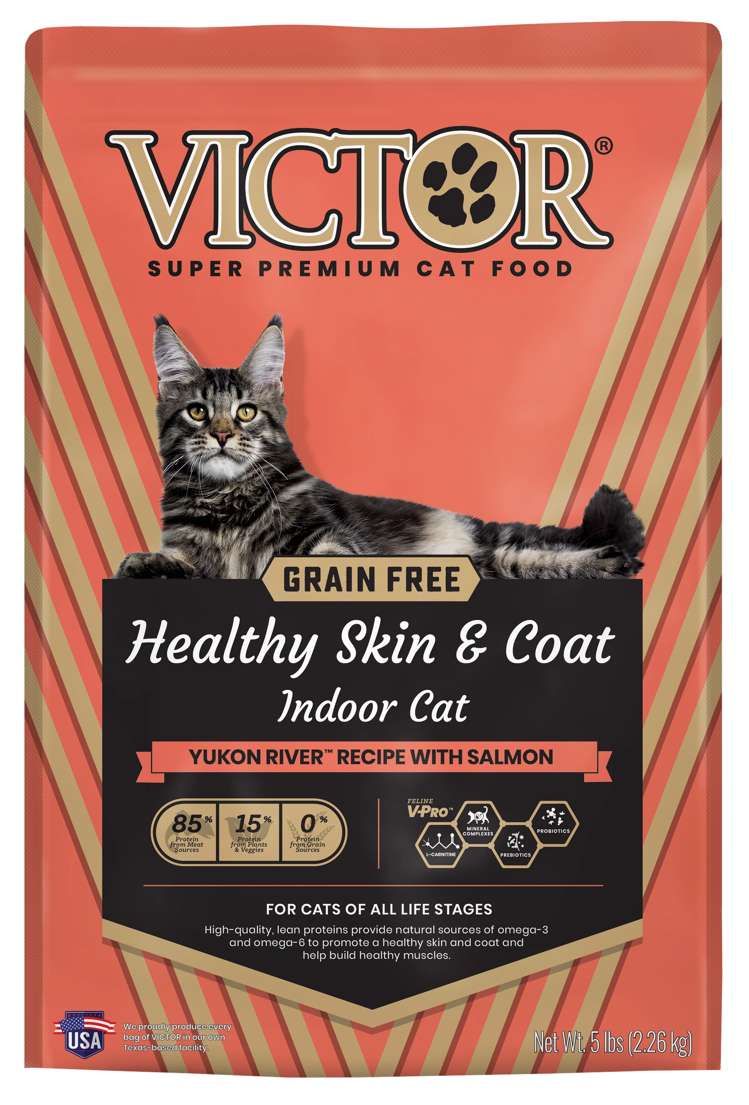 Victor Super Premium Dog Food Healthy Skin & Coat Indoor Dry Cat Food Yukon River w/Salmon 5 lb