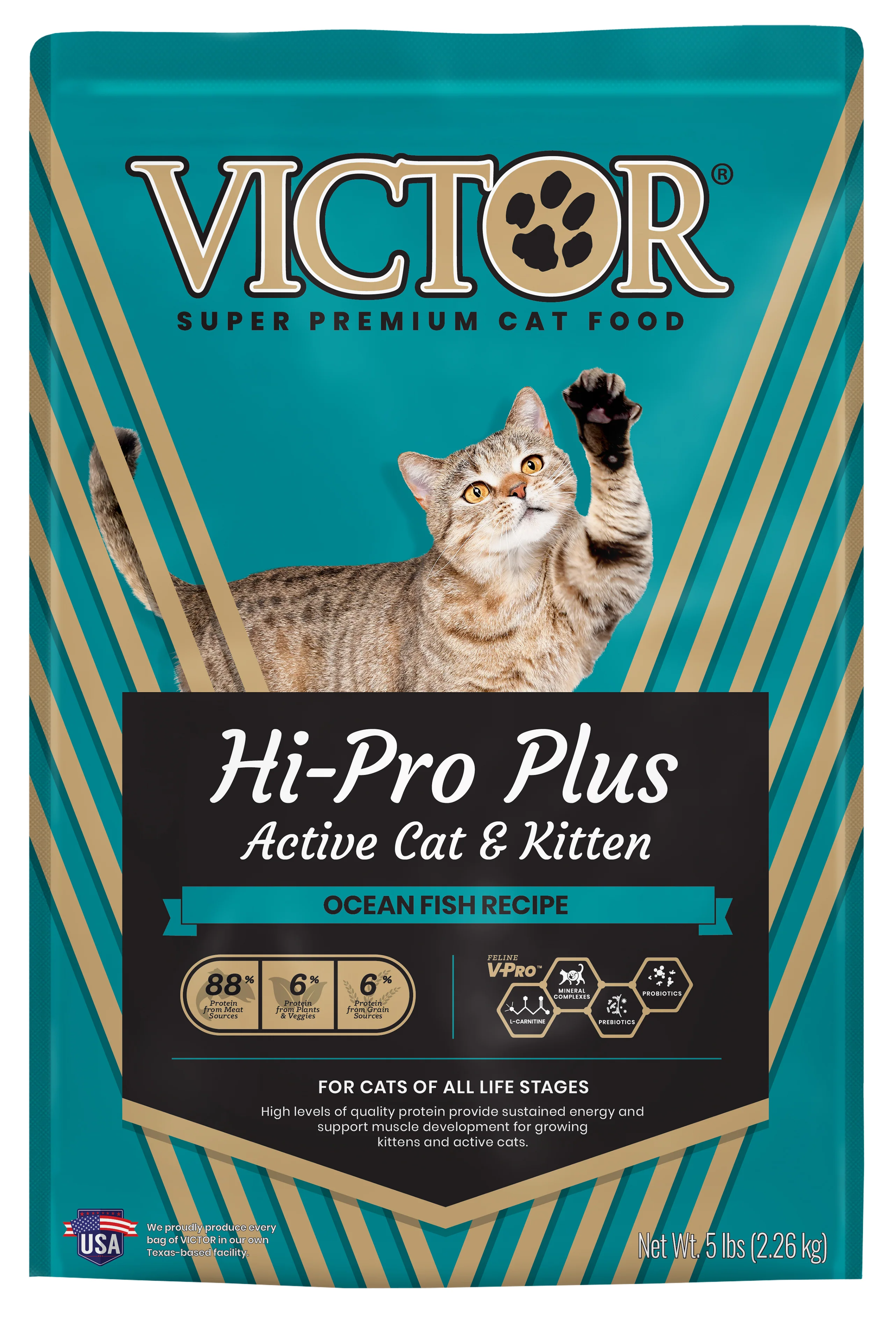 Victor Super Premium Dog Food Hi-Pro Plus Active Cat & Kitten Dry Cat Food Ocean Fish 5 lb