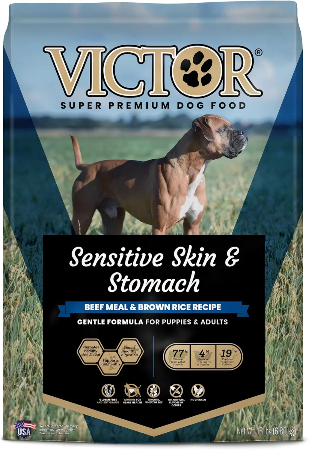 Victor Super Premium Dog Food Sensitive Skin & Stomach Beef & Brown Rice 15 lb