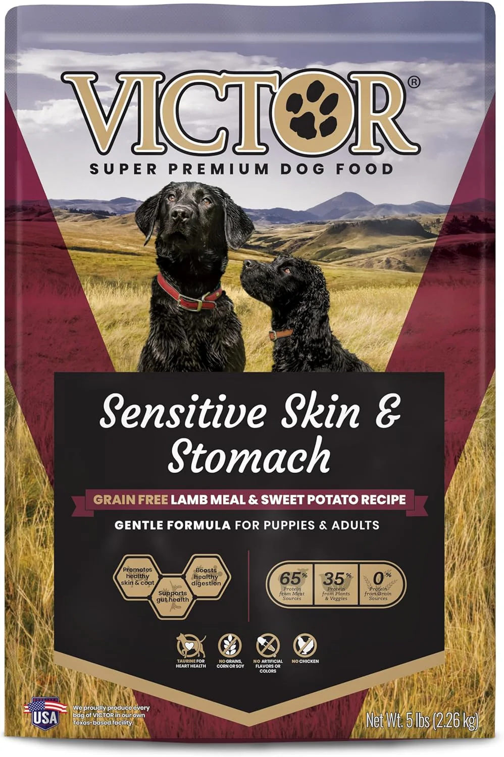 Victor Super Premium Dog Food Sensitive Skin & Stomach Grain Free Lamb & Sweet Potato 5 lb
