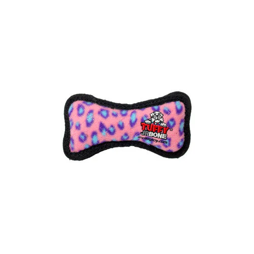 Tuffy Jr Bone Durable Dog Toy Pink Leopard 6.2in - Image 2
