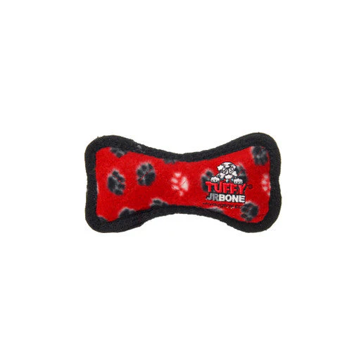 Tuffy Jr Bone Durable Dog Toy Red Paw 6.2in - Image 2