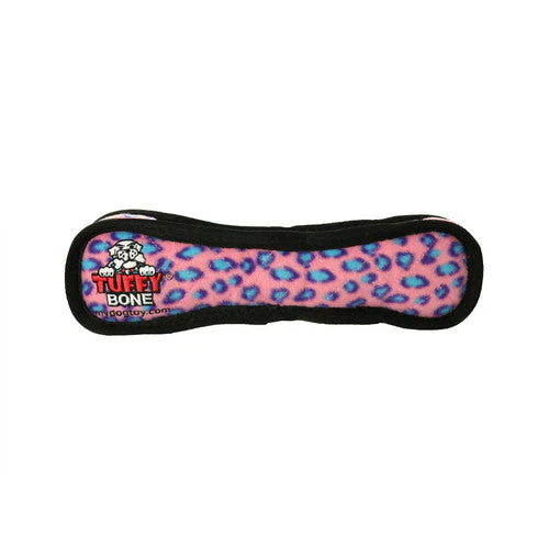 Tuffy Ultimate Bone Durable Dog Toy Pink Leopard 13in - Image 2