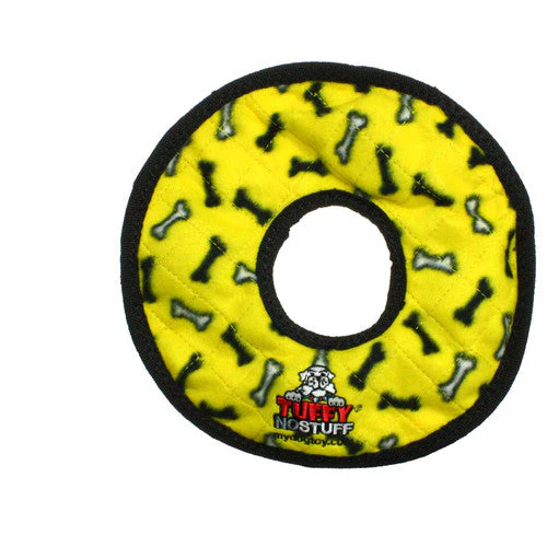 Tuffy NO STUFF Ultimate Ring Dog Toy Yellow Bone 9in - Image 2
