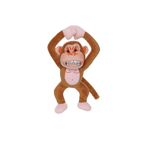 Mighty Jr Angry Animals Monkey Durable Dog Toy Brown 10in - Image 2