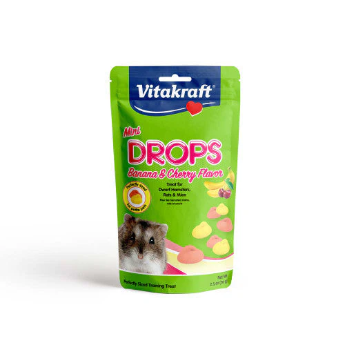 Vitakraft Mini Drops w/Banana & Cherry Flavor Treat for Small Animals 2.5 oz - Image 2