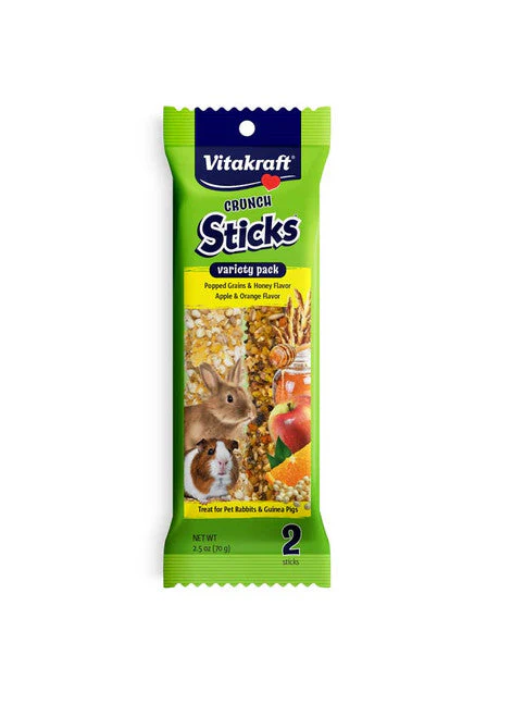 Vitakraft Crunch Sticks Rabbit & Guinea Pig Treats Popped Grains & Honey, Apple & Orange 2.5 oz 2 ct - Image 2