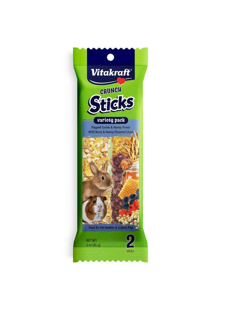 Vitakraft Crunch Sticks Rabbit & Guinea Pig Treats Popped Grains & Honey, Wild Berry & Honey 3 oz 2 ct - Image 2