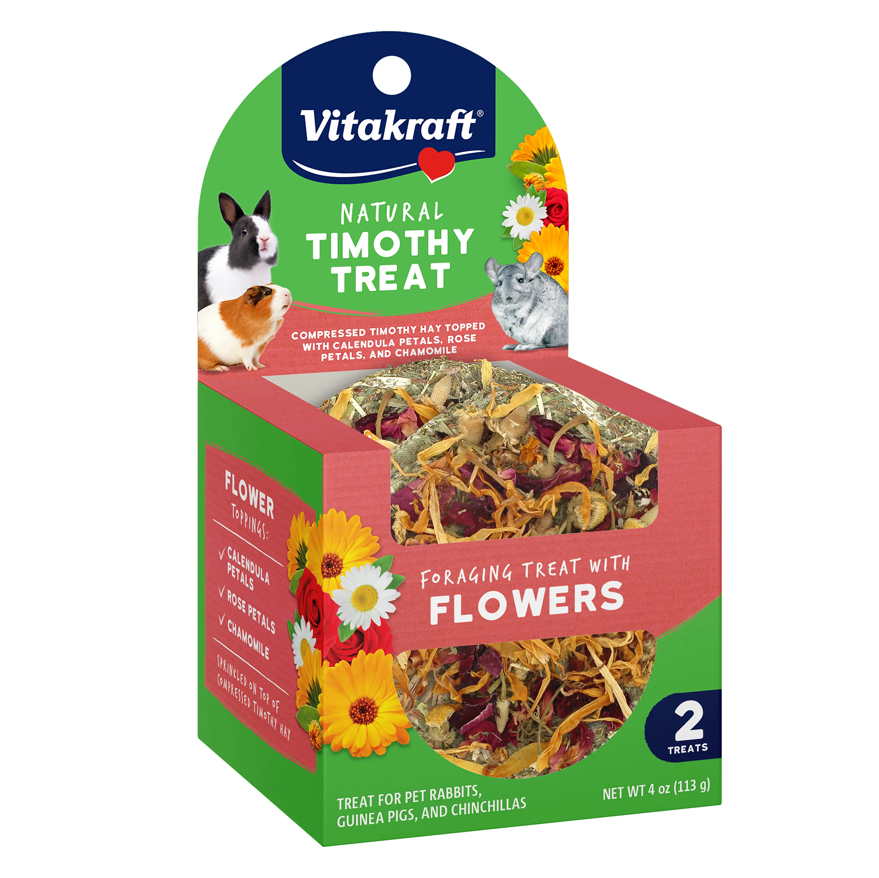 Vitakraft Natural Timothy Small Animal Treat w/ Flowers 4 oz, 2 pk