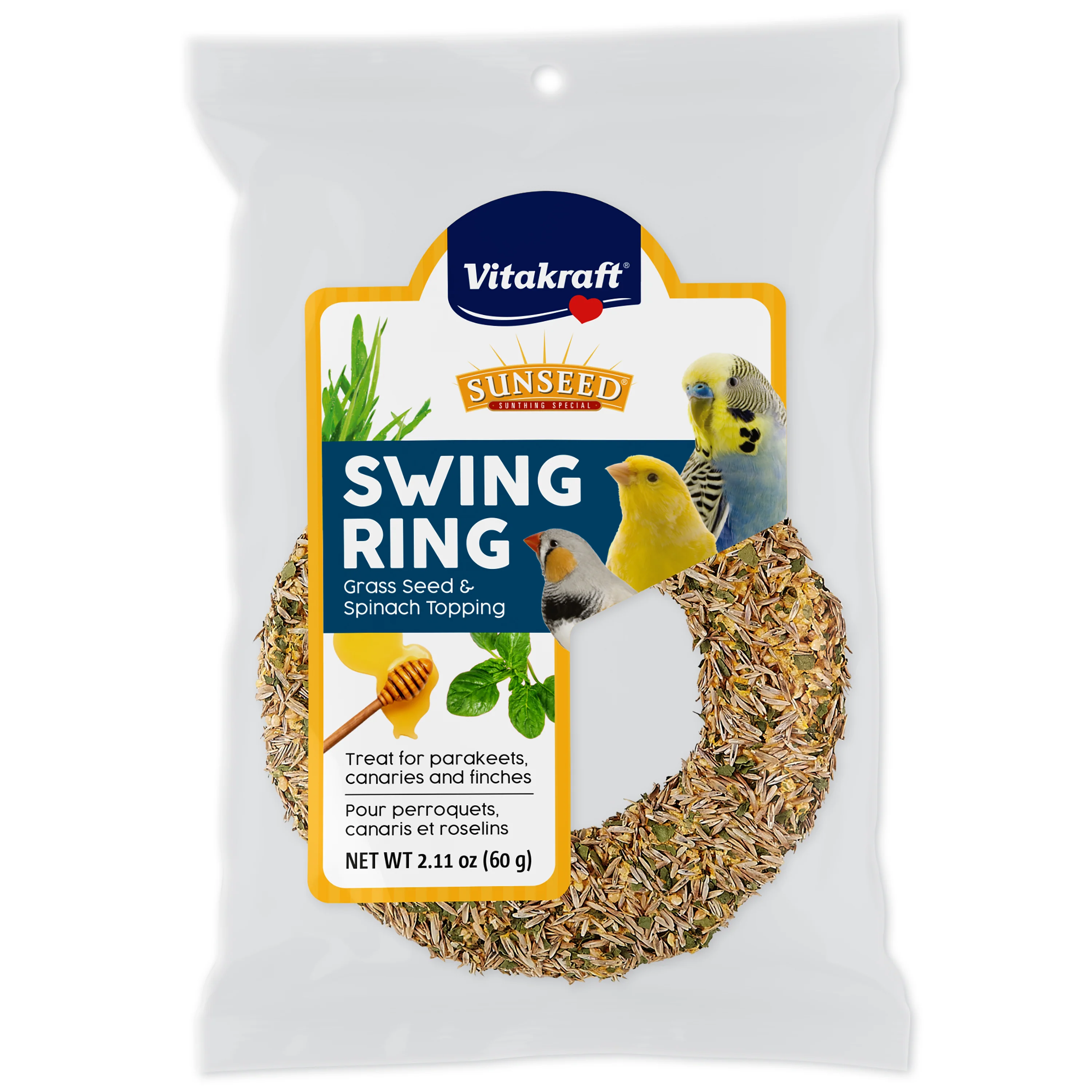 Vitakraft Swing Ring Grass Seed & Spinach Bird Treat 2.11 oz