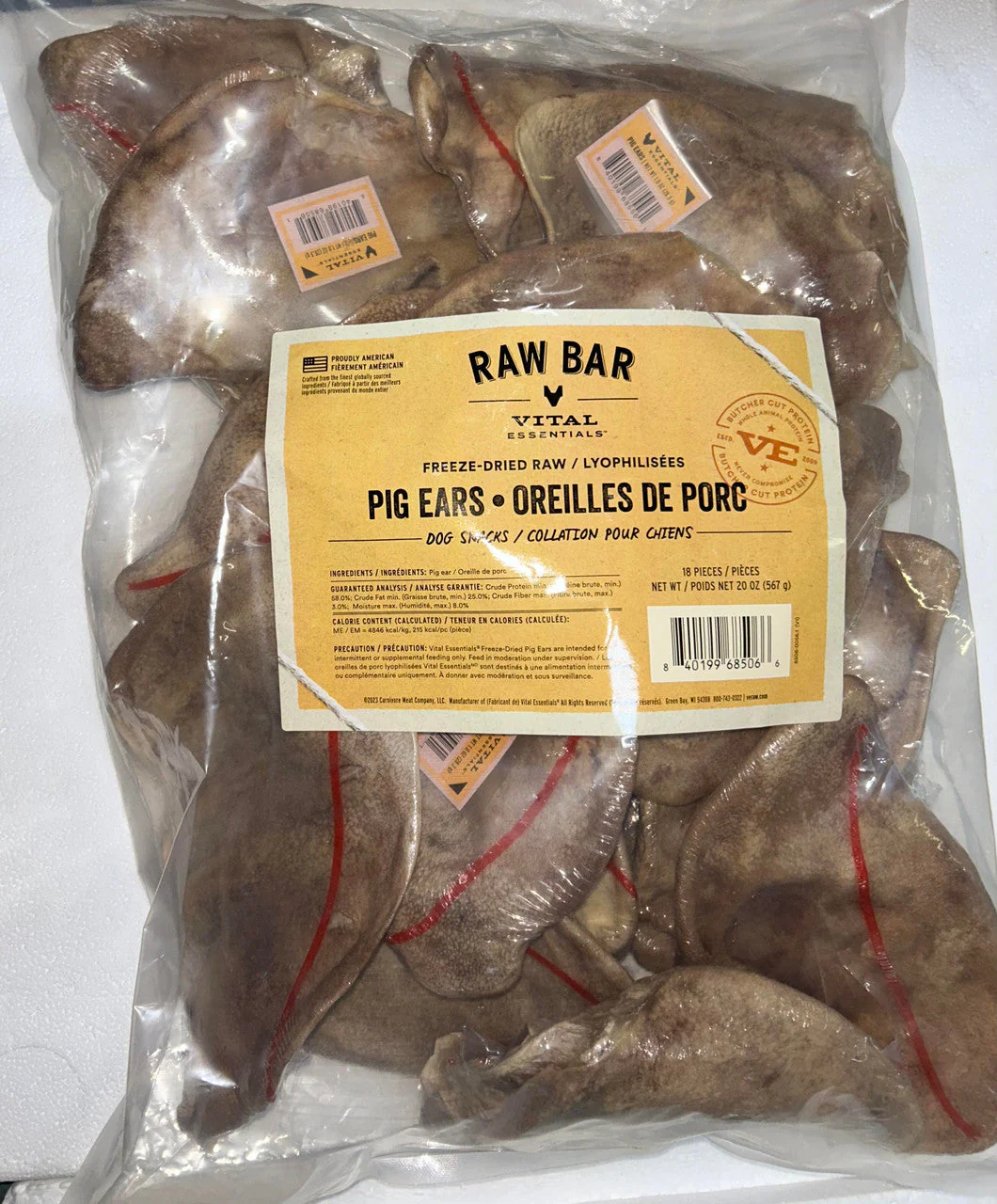 Vital Essentials Dog Freeze Dried Pig Ears 18 ct (D) - Image 2