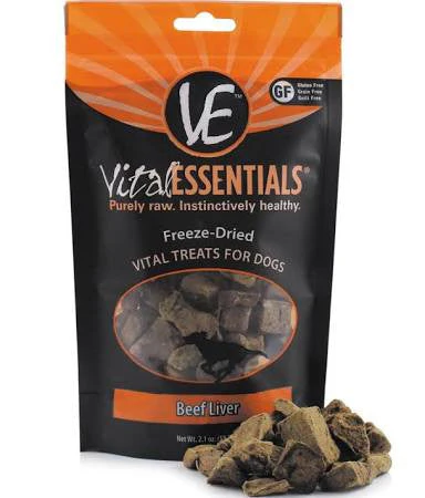 Vital Essentials Freeze-Dried Dog Treats Beef Liver 2.1oz